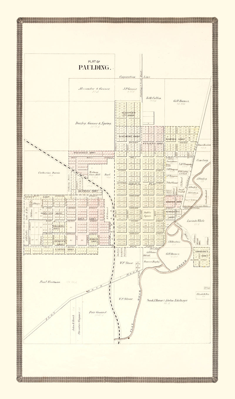 Size comparison using Vintage Map of Paulding, Ohio 1892