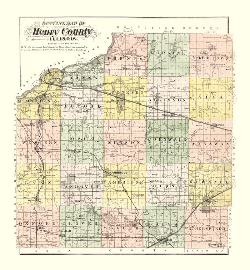 Size comparison using Vintage Map of Henry County, Illinois 1893