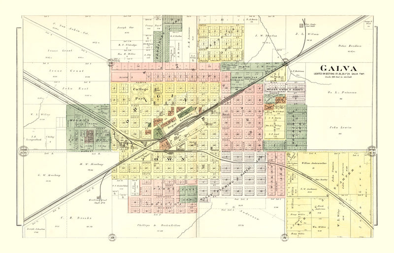 Size comparison using Vintage Map of Galva, Illinois 1893