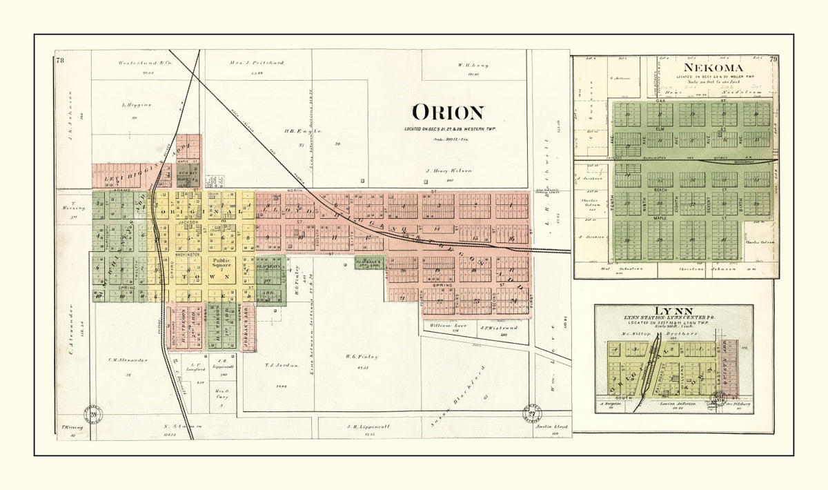 Preview of Vintage Map of Orion, Illinois 1893