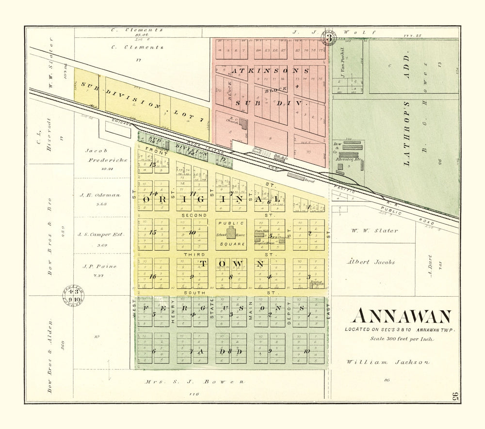 Vintage Map of Annawan, Illinois 1893 print style example