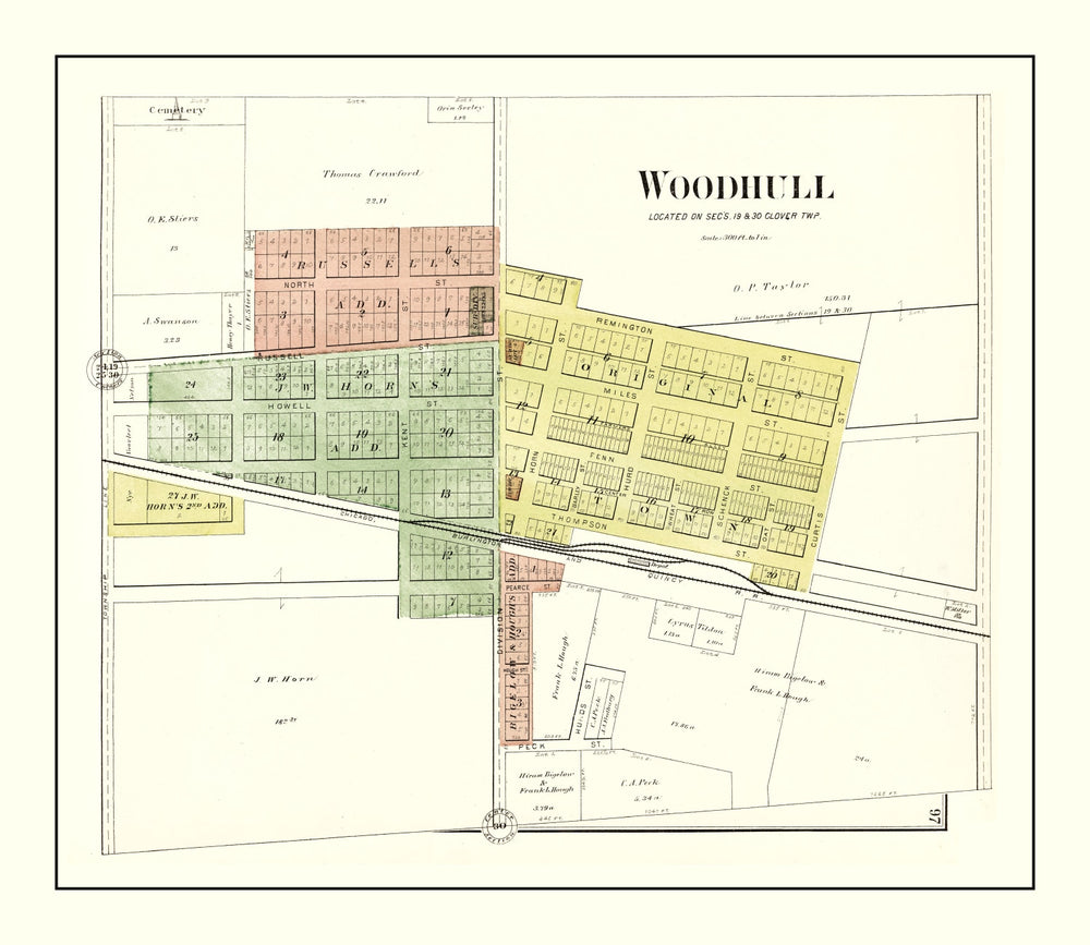 Vintage Map of Woodhull, Illinois 1893 print style example