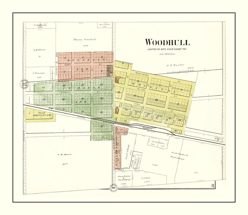 Size comparison using Vintage Map of Woodhull, Illinois 1893