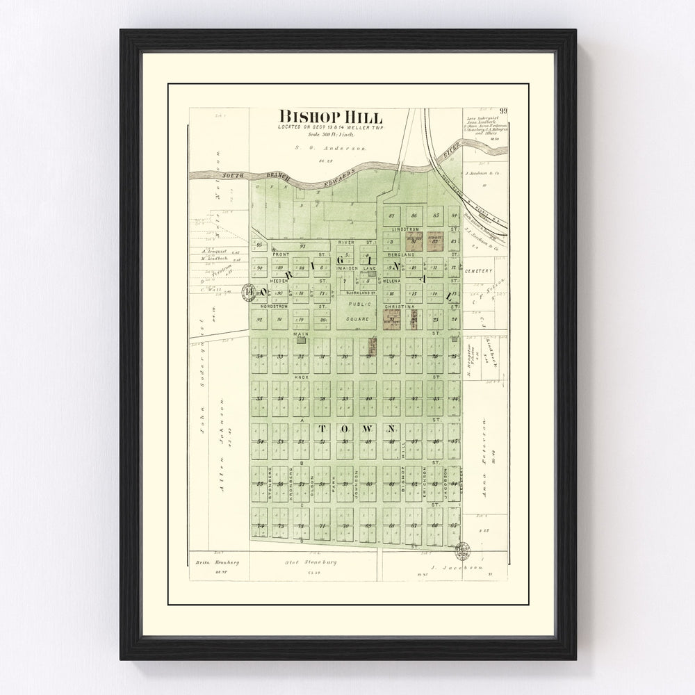 Bishop Hill Vintage Map 1893