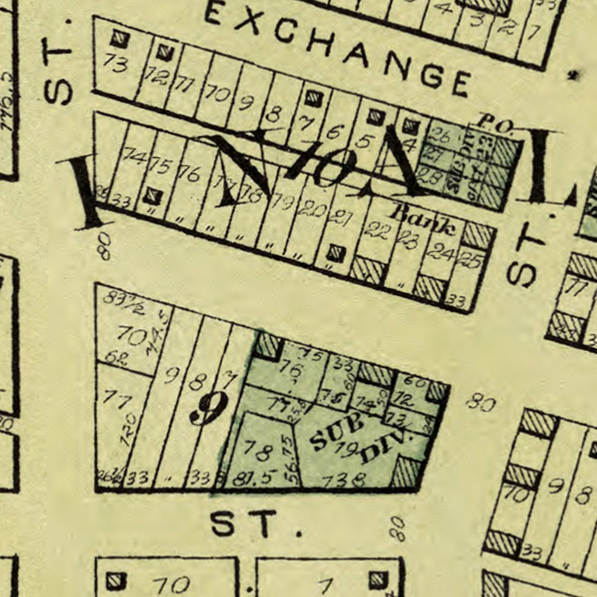 Restored historic details from the 1893 city map of Atkinson, Illinois