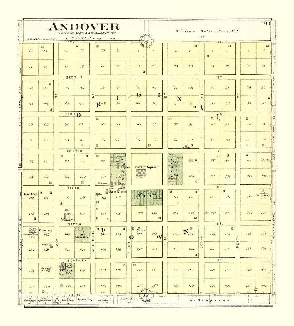 Vintage Map of Andover, Illinois 1893 print style example