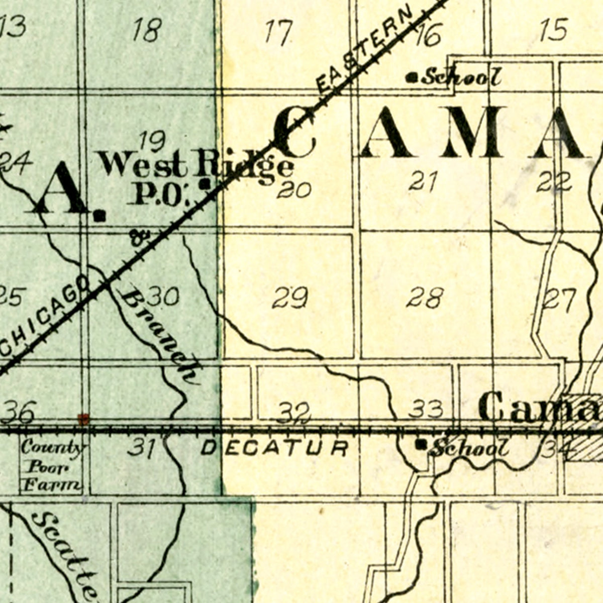 Restored historic details from the 1893 county map of Douglas County, Illinois