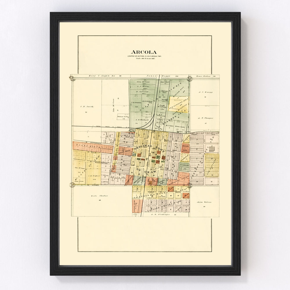 Arcola Vintage Map 1893