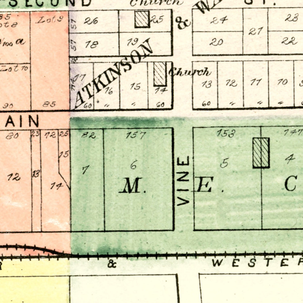 Restored historic details from the 1893 city map of Camargo, Illinois