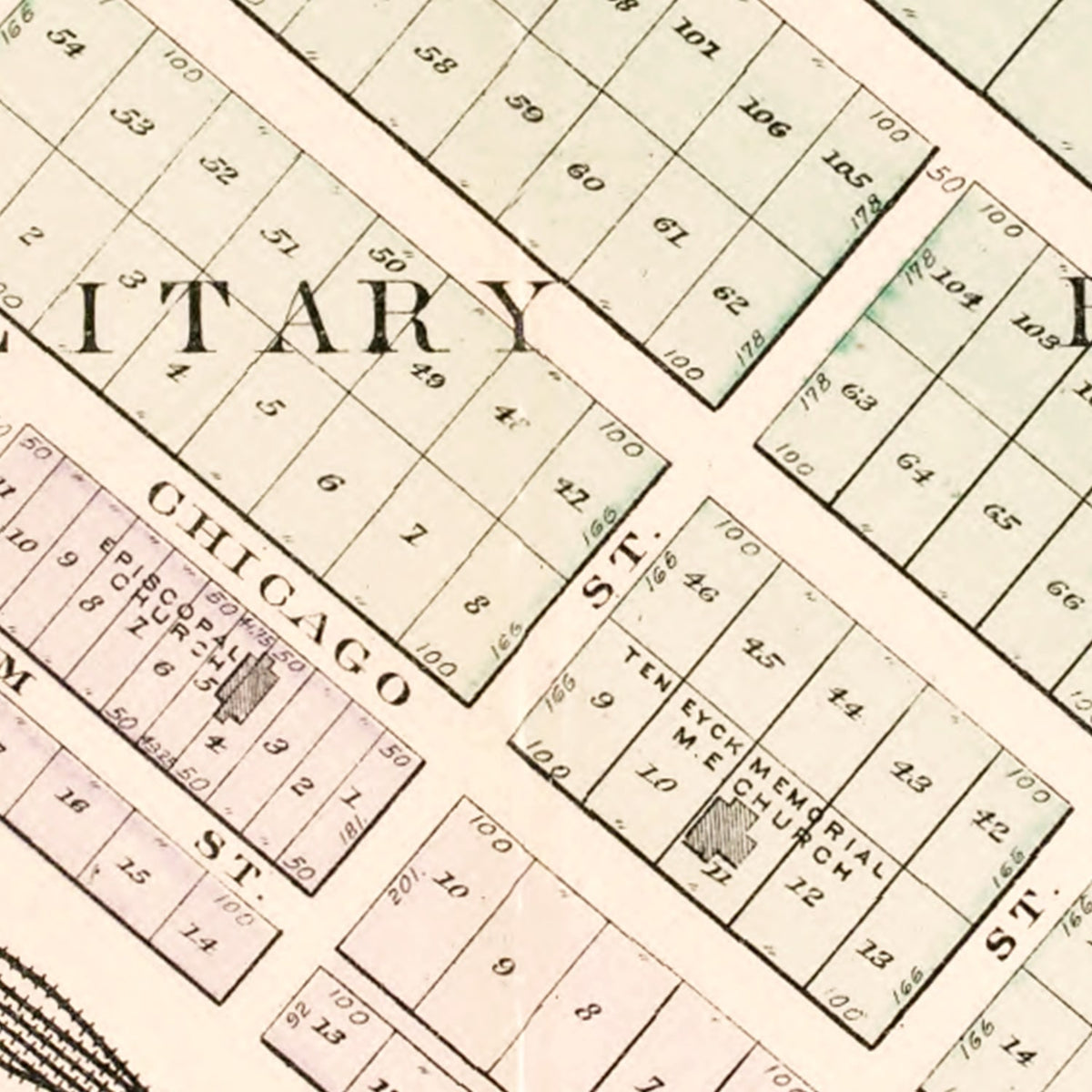 Restored historic details from the 1893 city map of Dearborn, Michigan