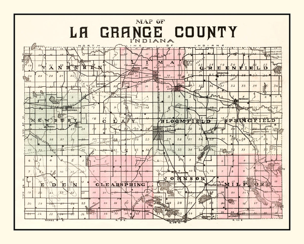 Preview of Vintage Map of Lagrange County, Indiana 1893