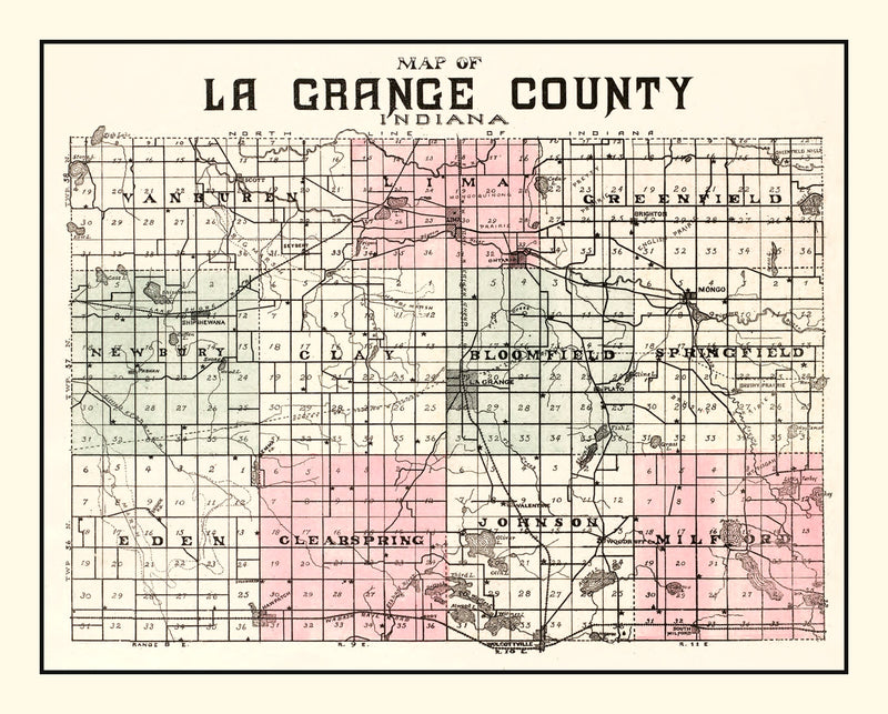 Size comparison using Vintage Map of Lagrange County, Indiana 1893