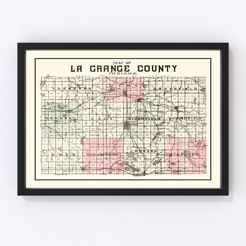 Lagrange County Vintage Map 1893