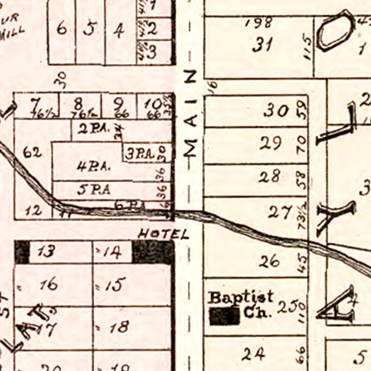 Restored historic details from the 1893 city map of Wolcottville, Indiana