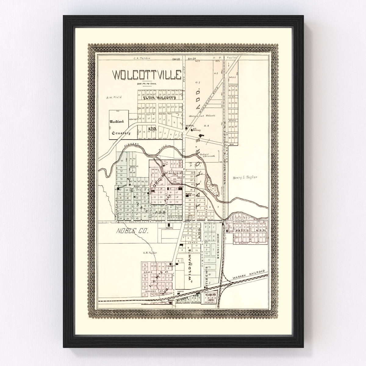 Wolcottville Vintage Map 1893