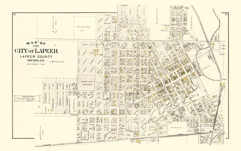 Size comparison using Vintage Map of Lapeer, Michigan 1893