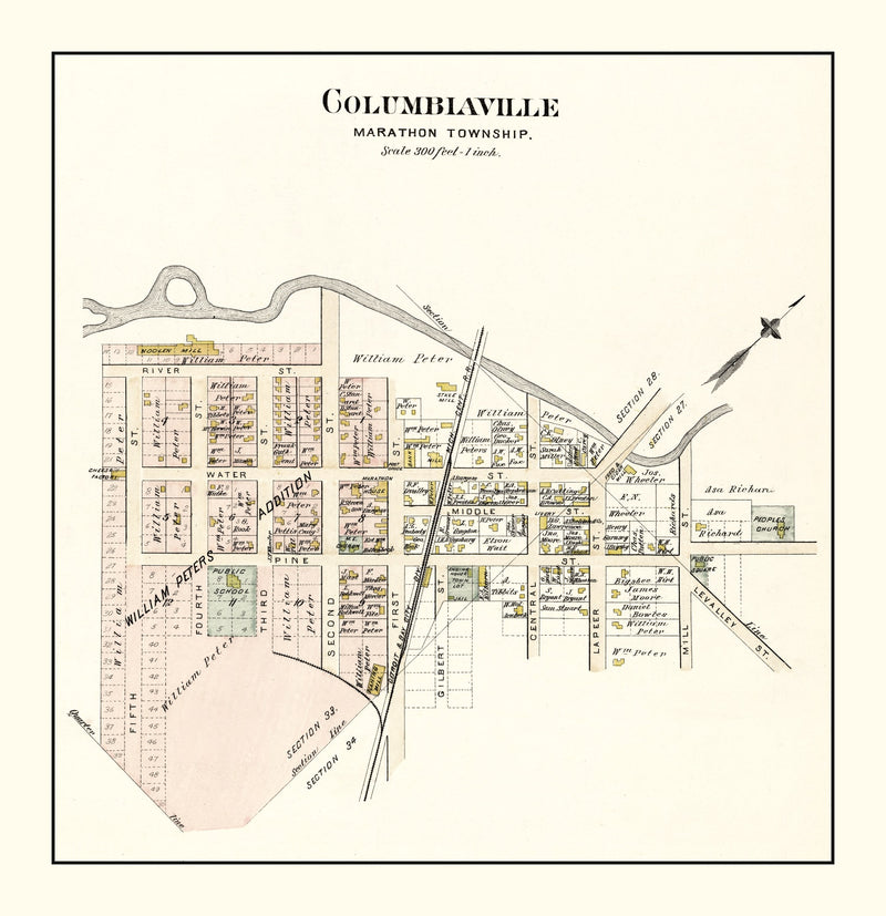 Size comparison using Vintage Map of Columbiaville, Michigan 1893