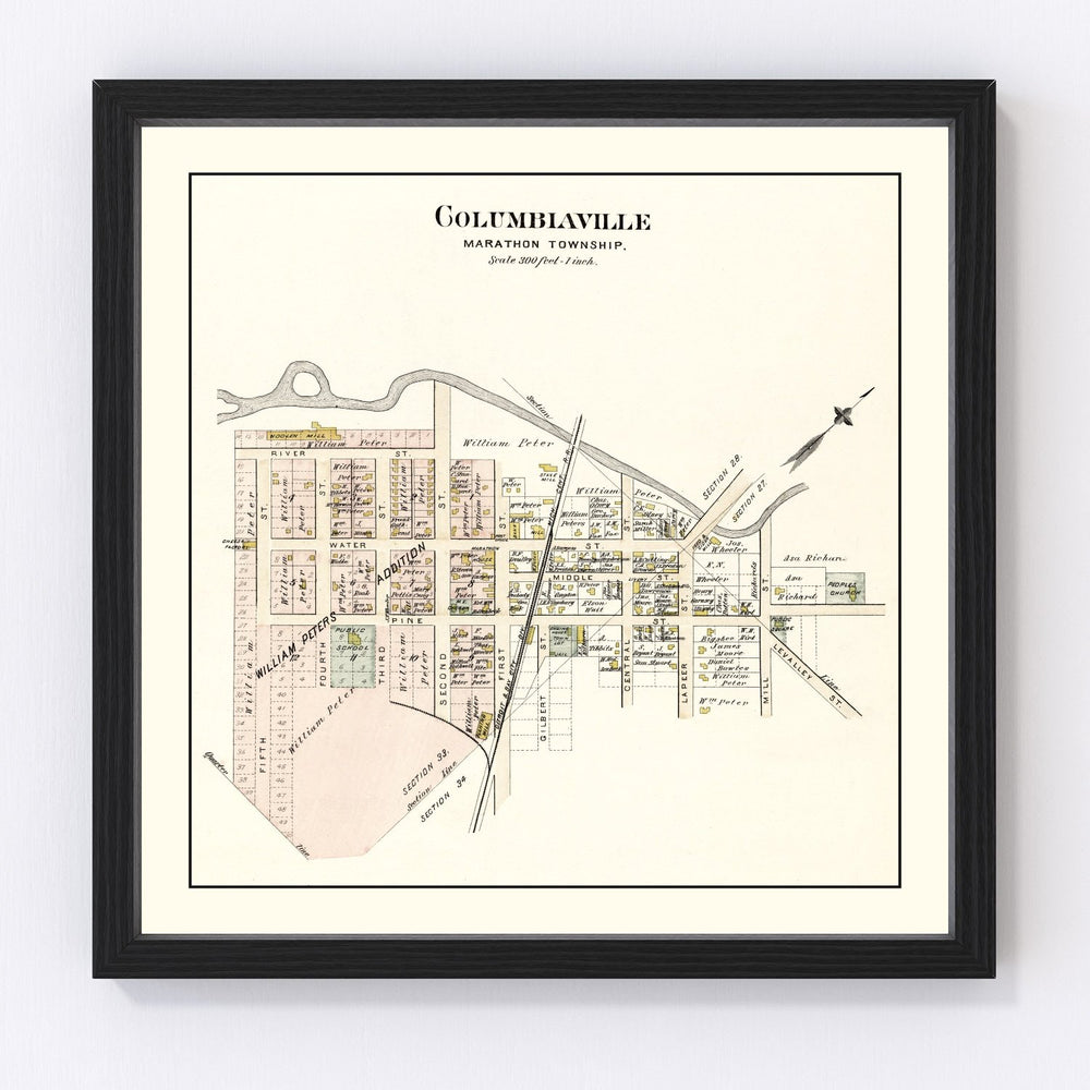 Columbiaville Vintage Map 1893