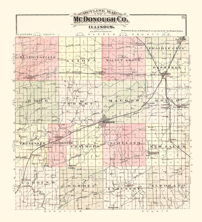 Size comparison using Vintage Map of McDonough County, Illinois 1893