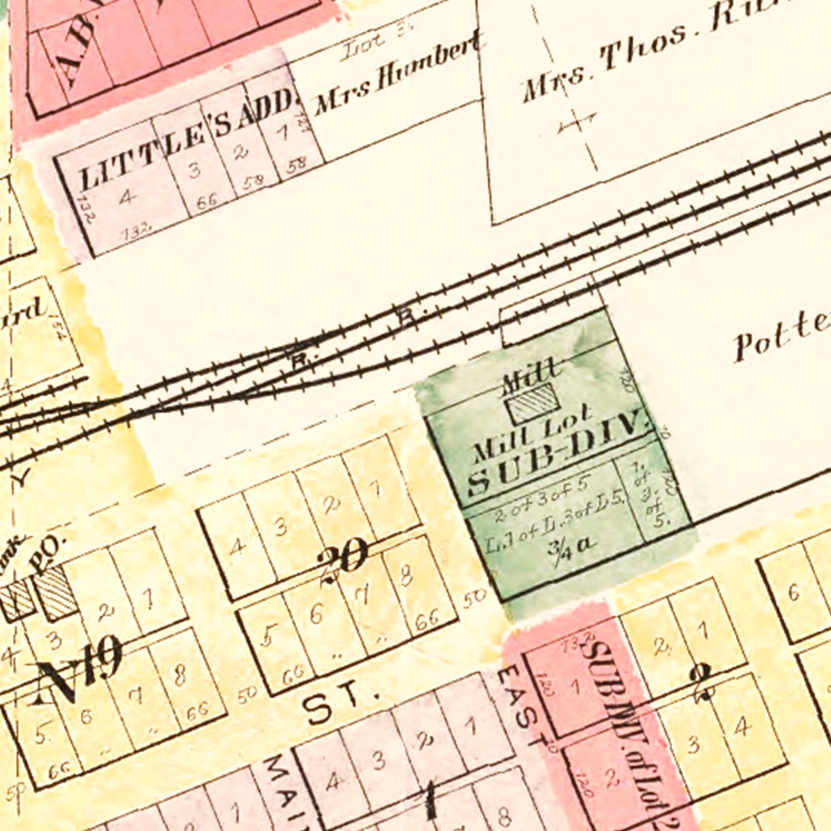 Restored historic details from the 1893 city map of Colchester, Illinois
