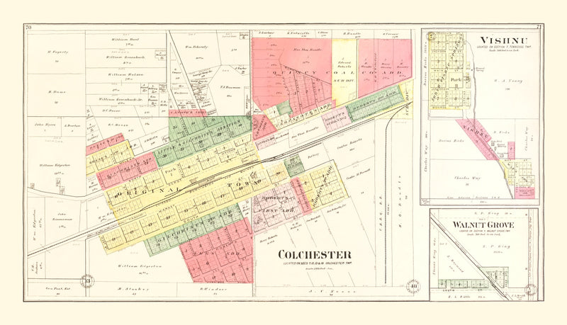 Size comparison using Vintage Map of Colchester, Illinois 1893