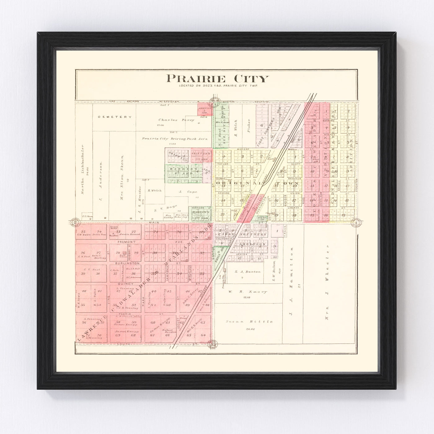 Prairie City Vintage Map 1893
