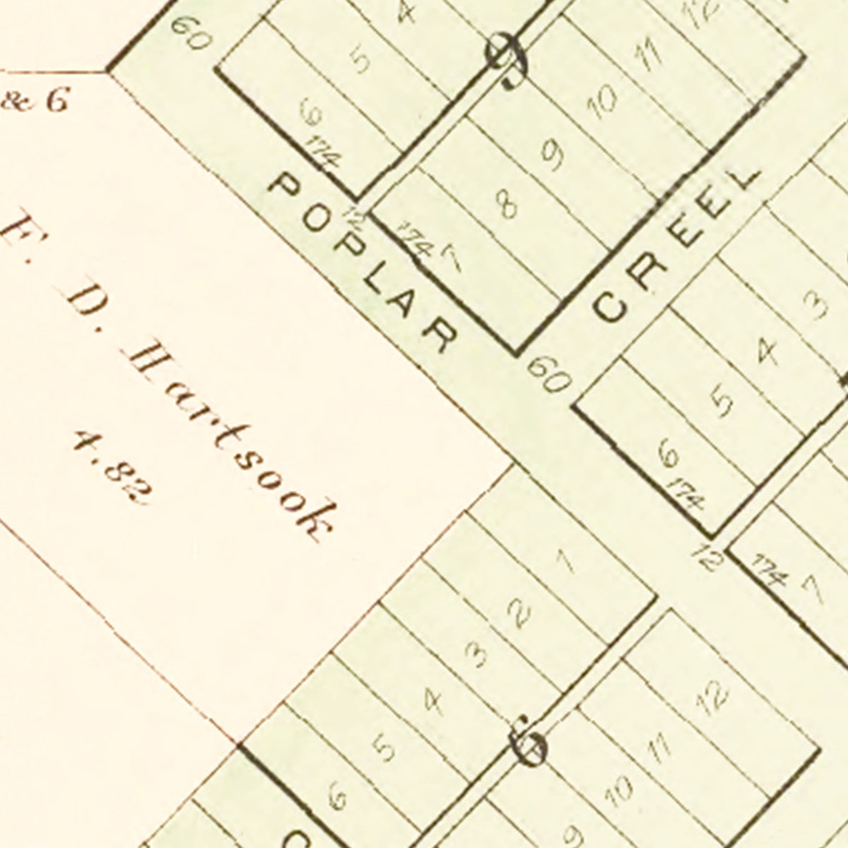 Restored historic details from the 1893 city map of Bardolph, Illinois