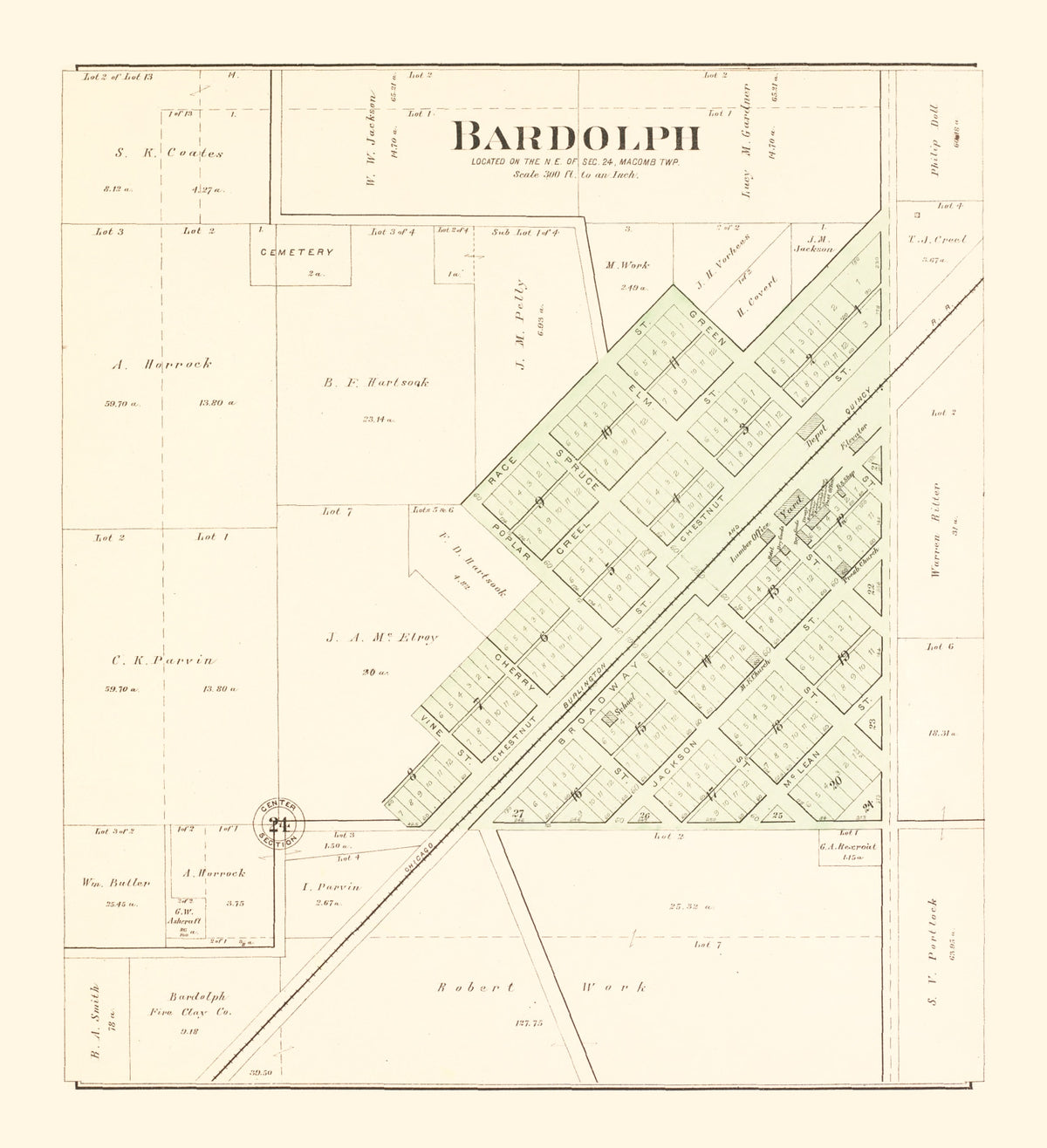 Preview of Vintage Map of Bardolph, Illinois 1893