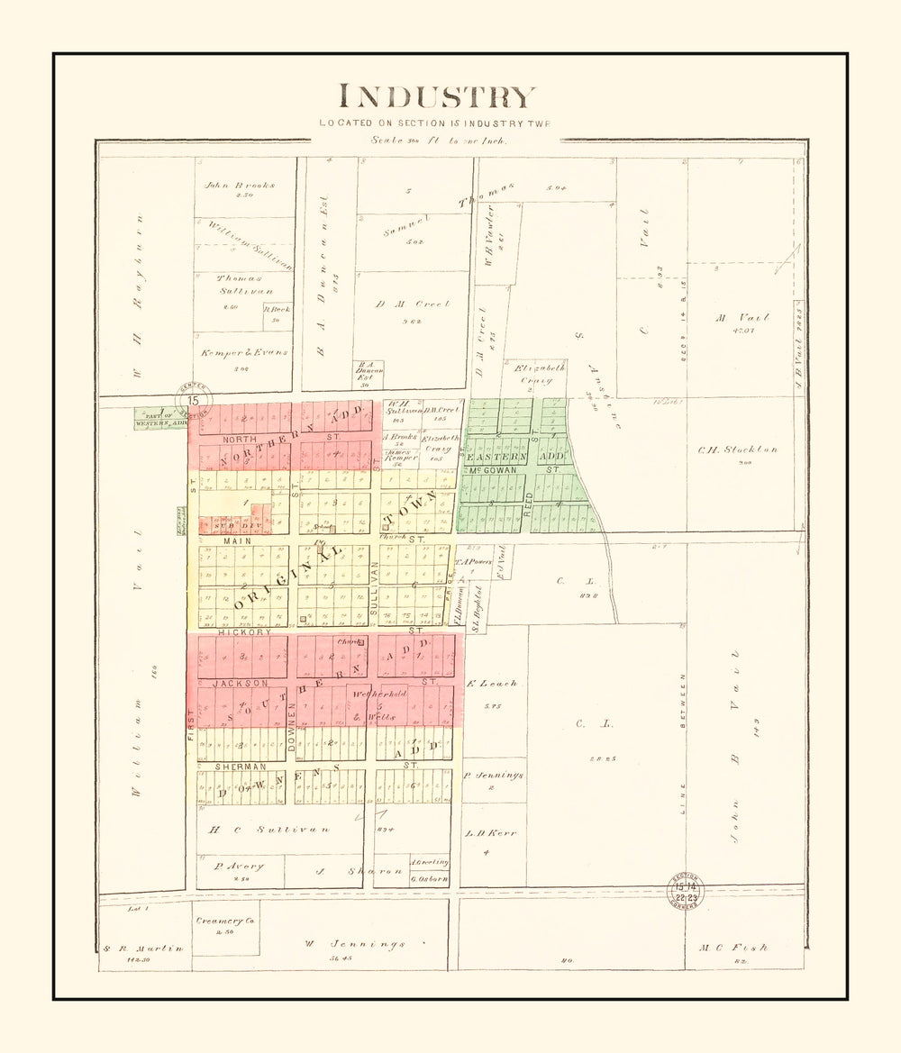 Vintage Map of Industry, Illinois 1893 print style example