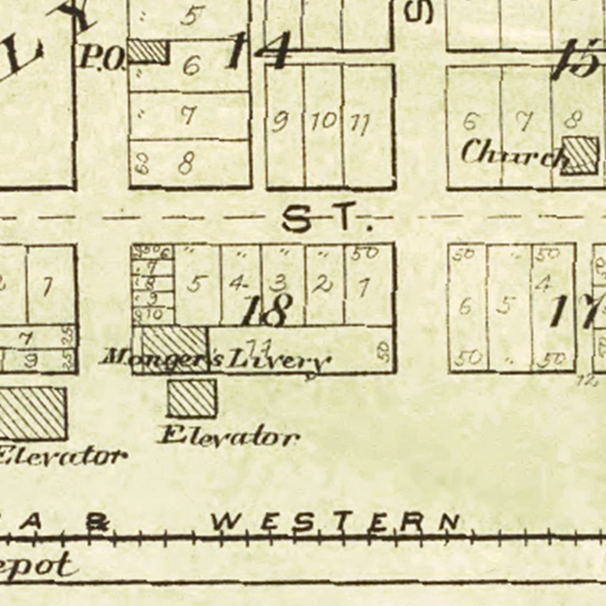 Restored historic details from the 1893 city map of Good Hope, Illinois