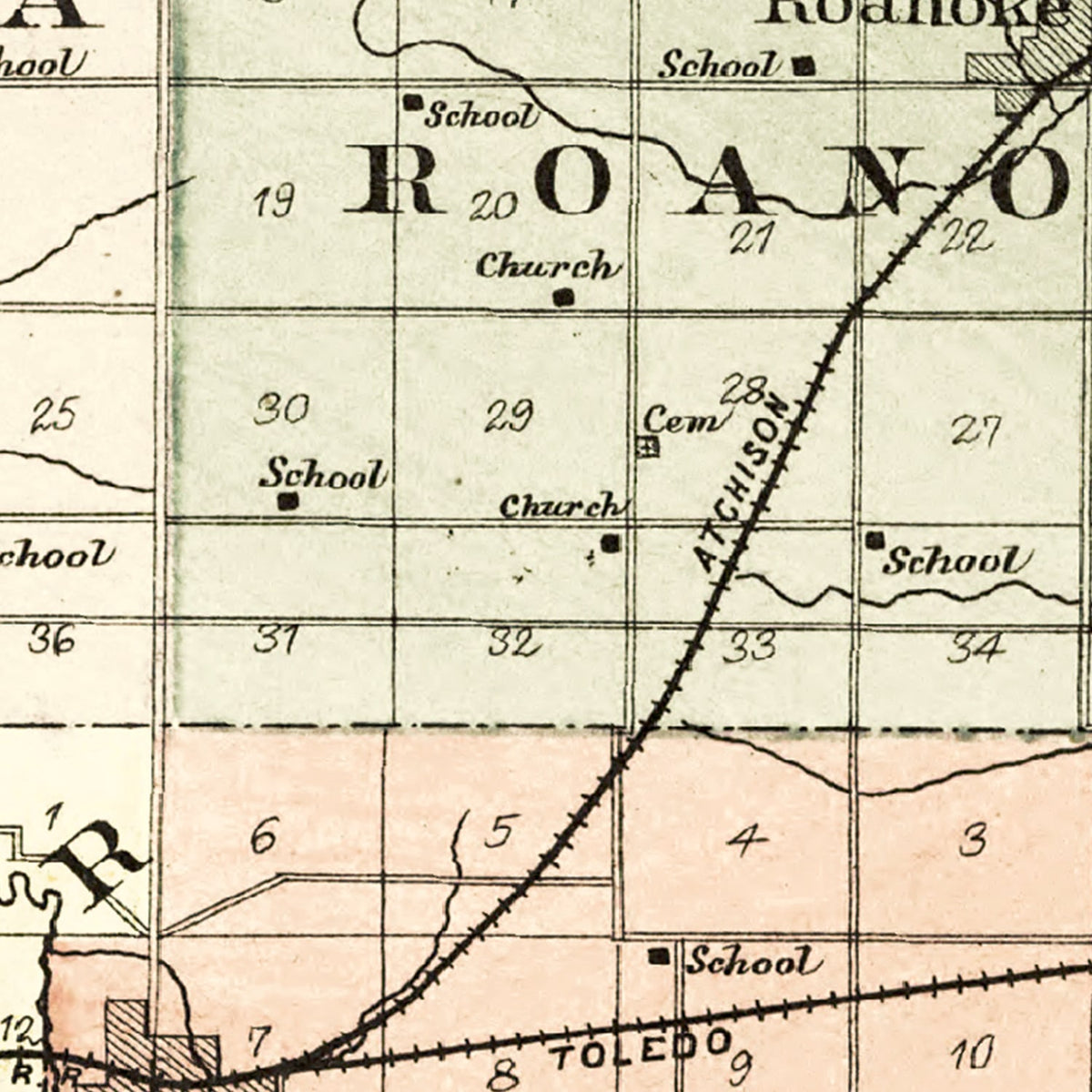 Restored historic details from the 1893 county map of Woodford County, Illinois