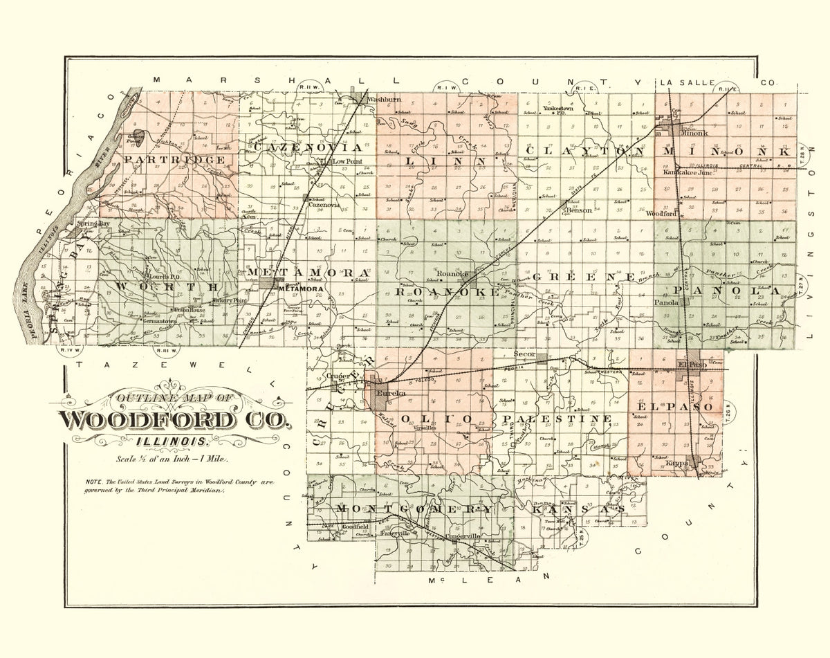 Preview of Vintage Map of Woodford County, Illinois 1893