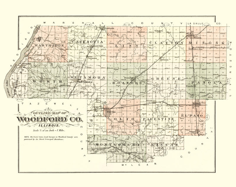 Size comparison using Vintage Map of Woodford County, Illinois 1893