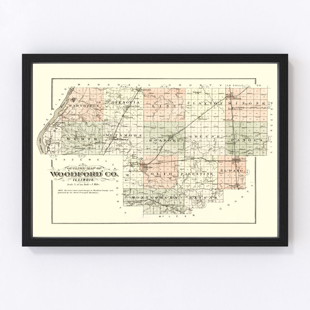 Woodford County Vintage Map 1893