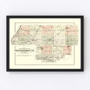 Woodford County Vintage Map 1893