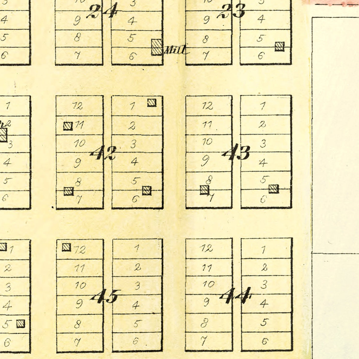Restored historic details from the 1893 city map of Metamora, Illinois