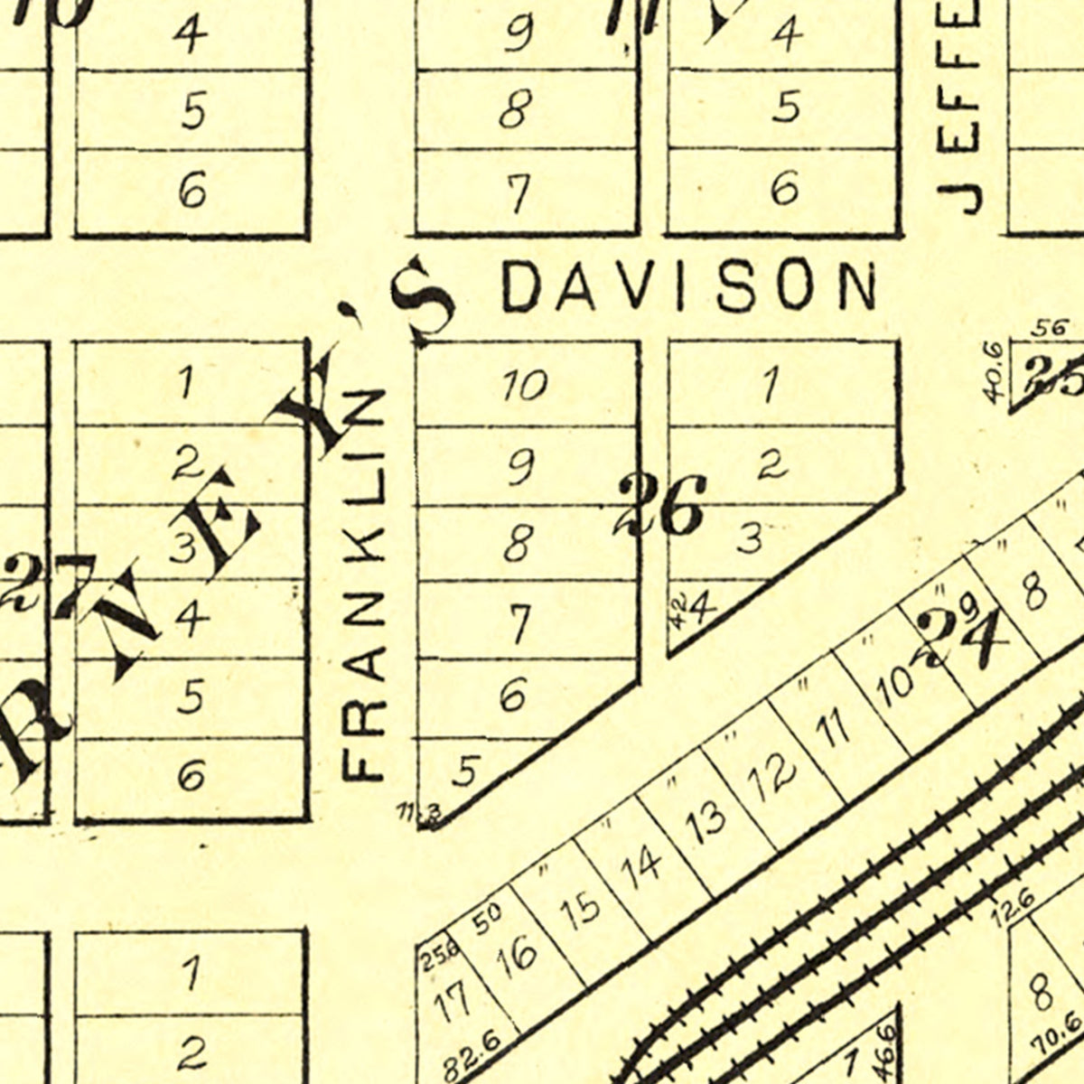Restored historic details from the 1893 city map of Roanoke, Illinois