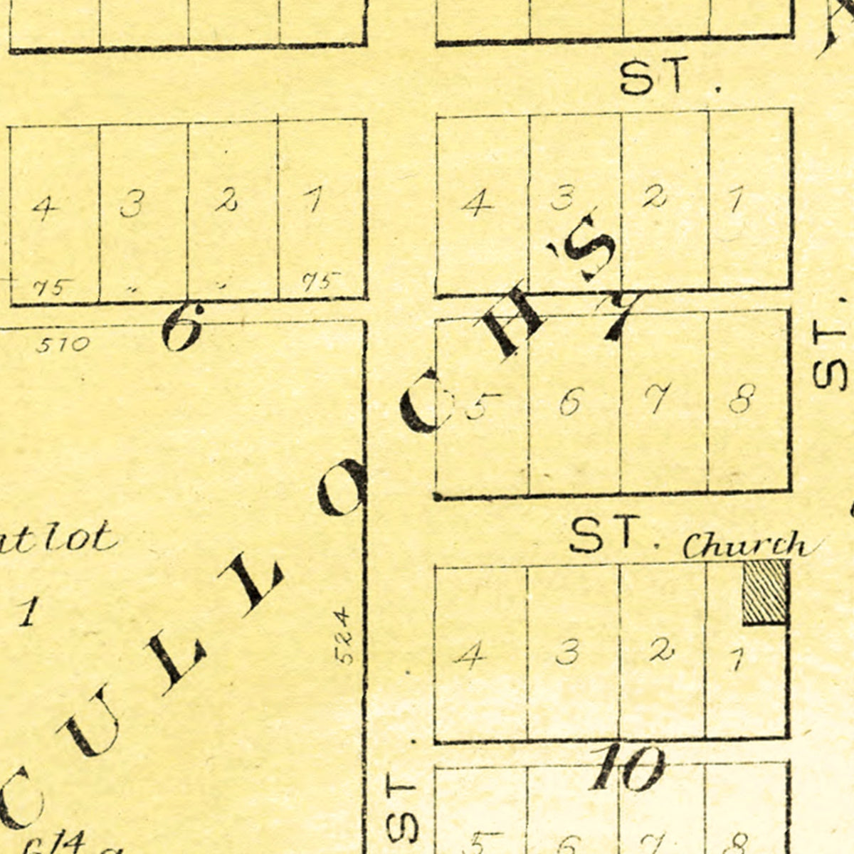 Restored historic details from the 1893 city map of Washburn, Illinois