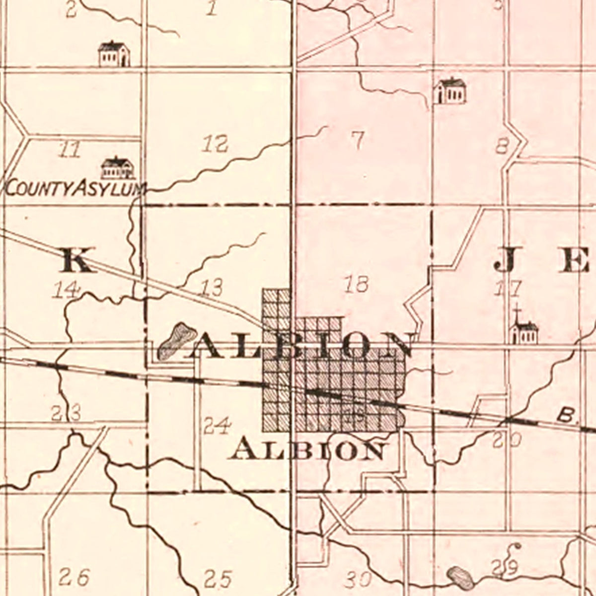 Restored historic details from the 1893 county map of Noble County, Indiana