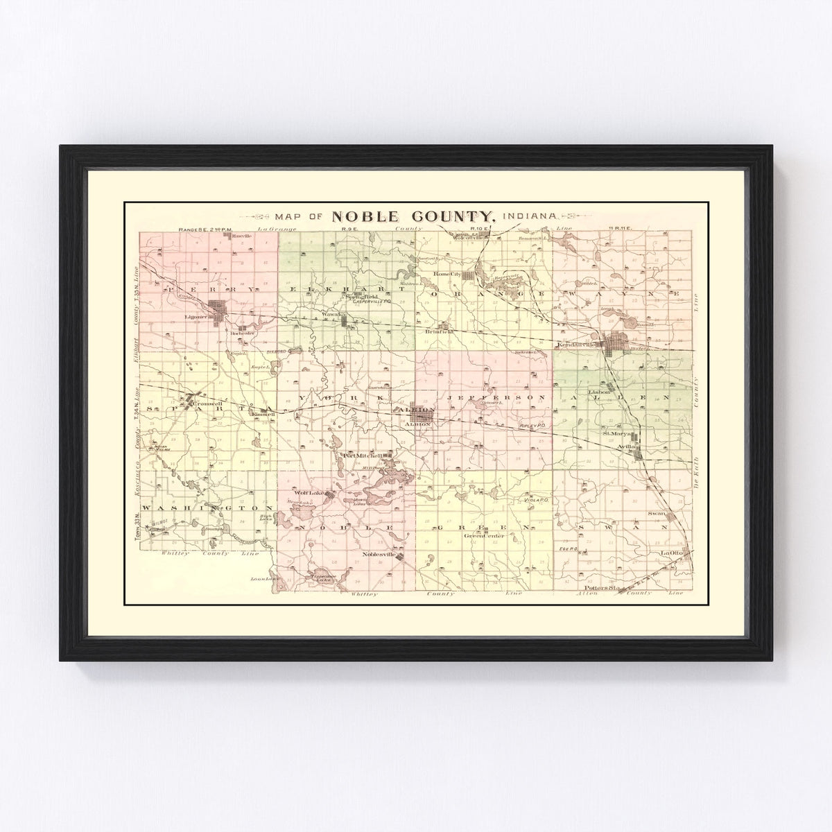 Noble County Vintage Map 1893
