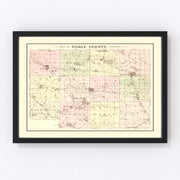 Noble County Vintage Map 1893