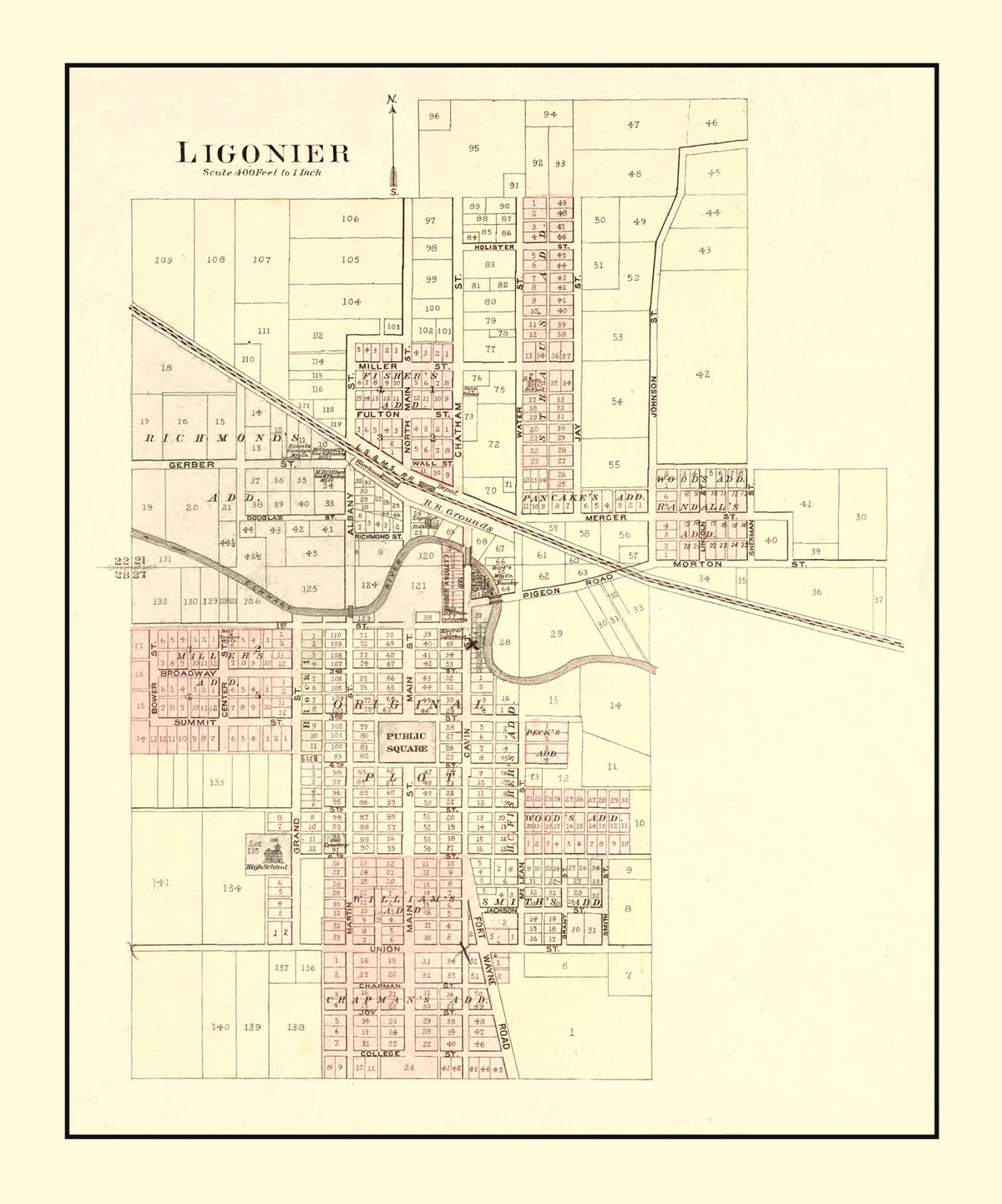Preview of Vintage Map of Ligonier, Indiana 1893