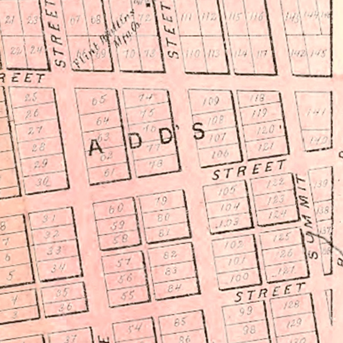 Restored historic details from the 1893 city map of Kendallville, Indiana