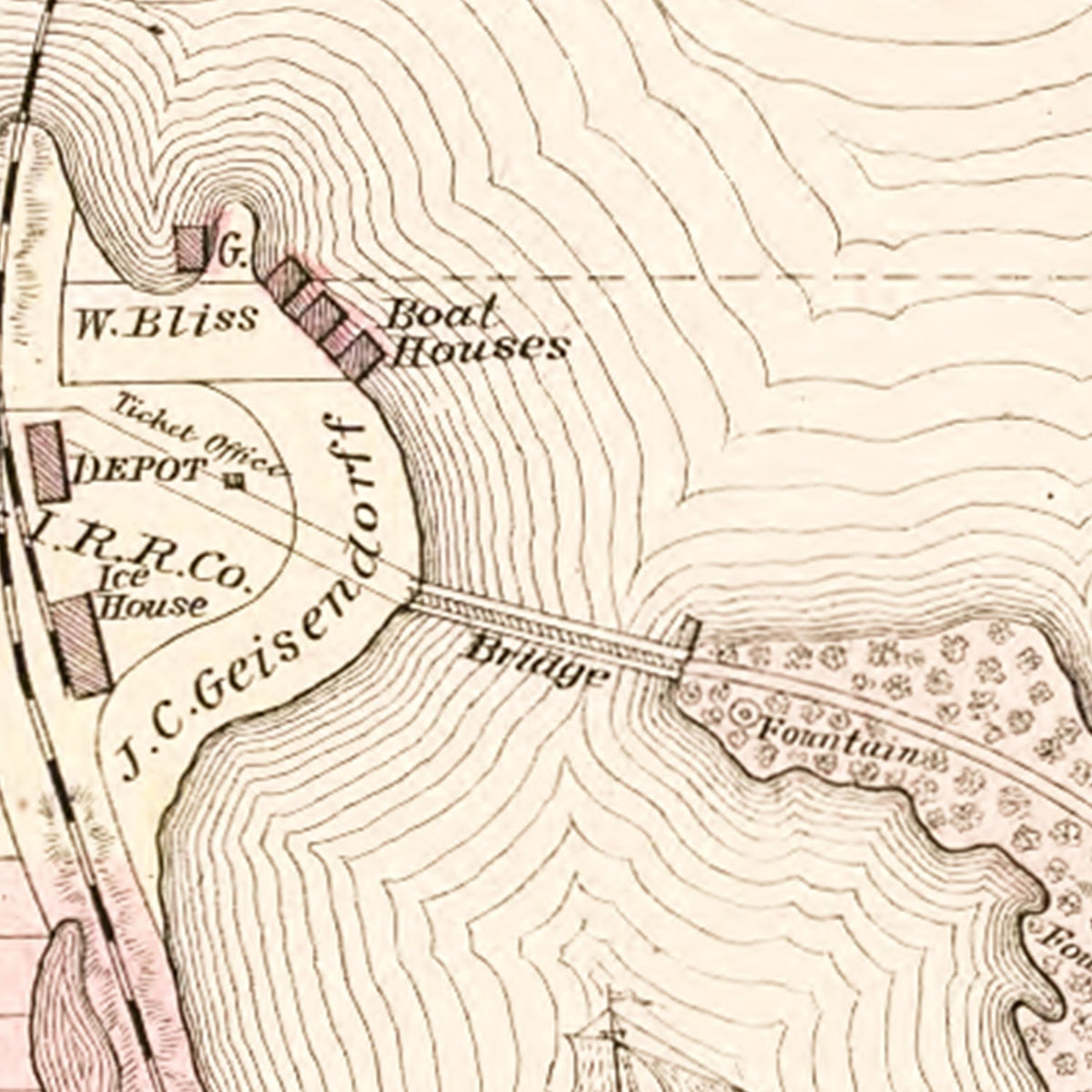 Restored historic details from the 1893 city map of Rome City, Indiana