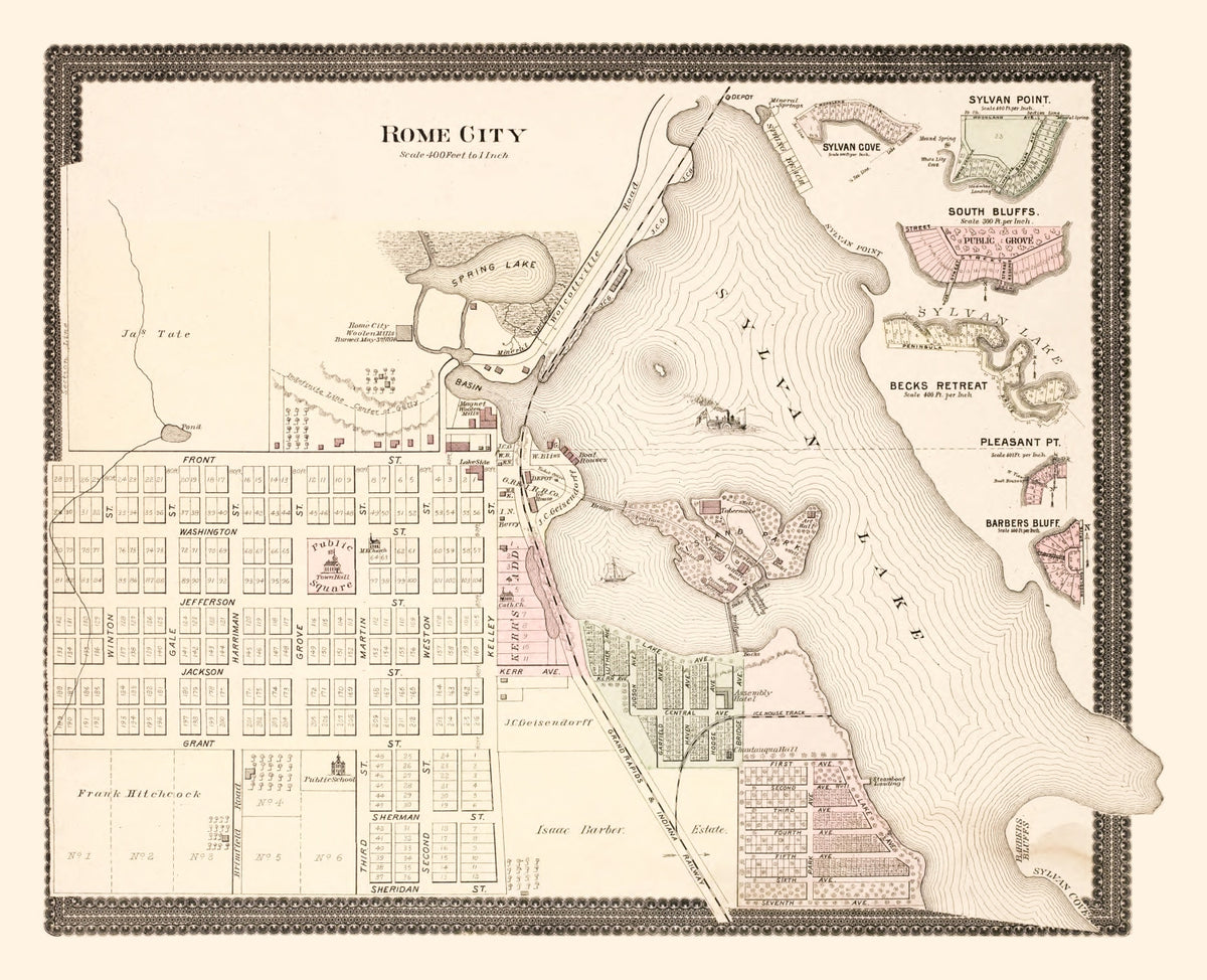Preview of Vintage Map of Rome City, Indiana 1893