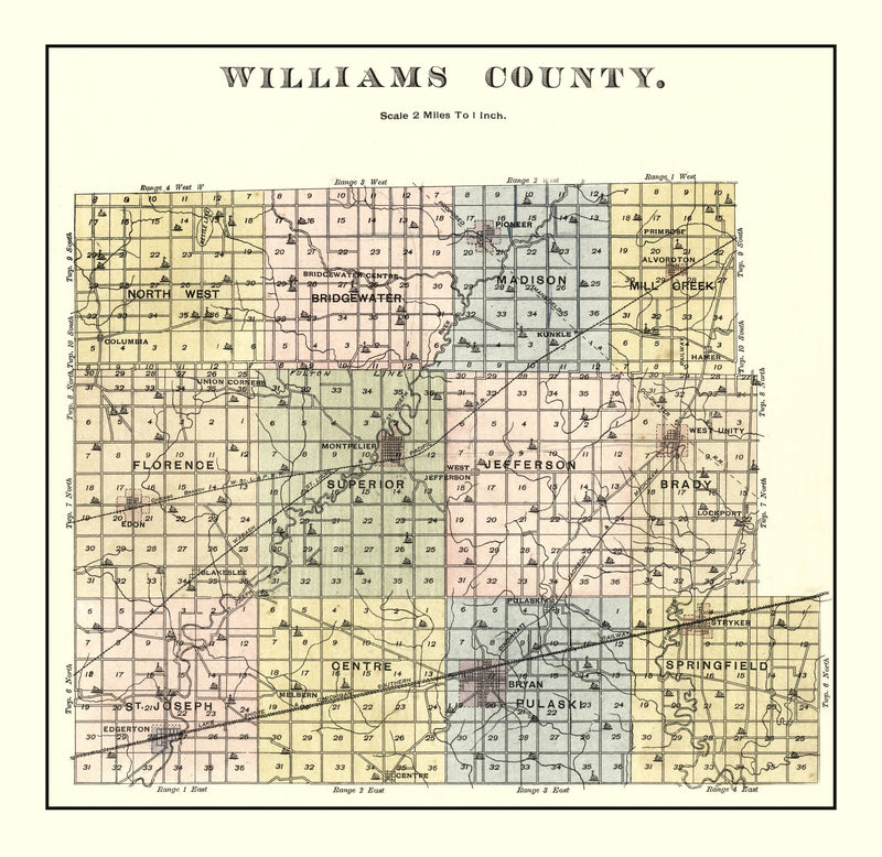 Size comparison using Vintage Map of Williams County, Ohio 1894