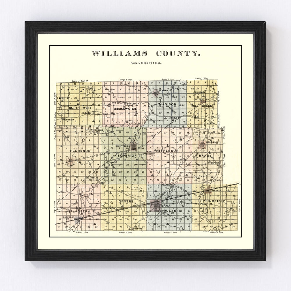 Williams County Vintage Map 1894