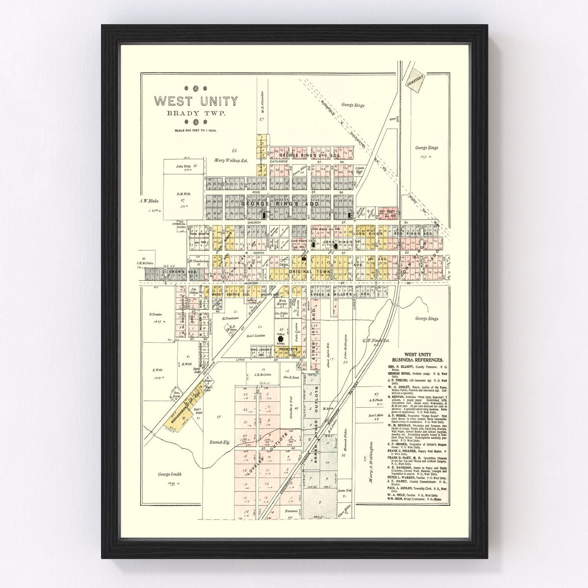 West Unity Vintage Map 1894
