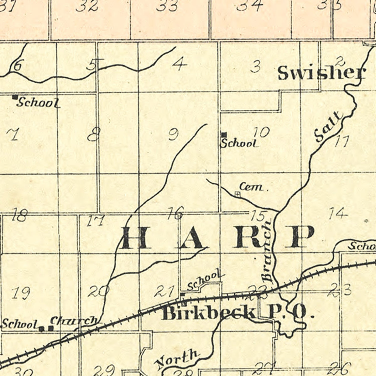 Restored historic details from the 1894 county map of De Witt County, Illinois