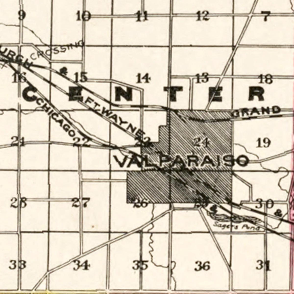 Restored historic details from the 1895 county map of Porter County, Indiana